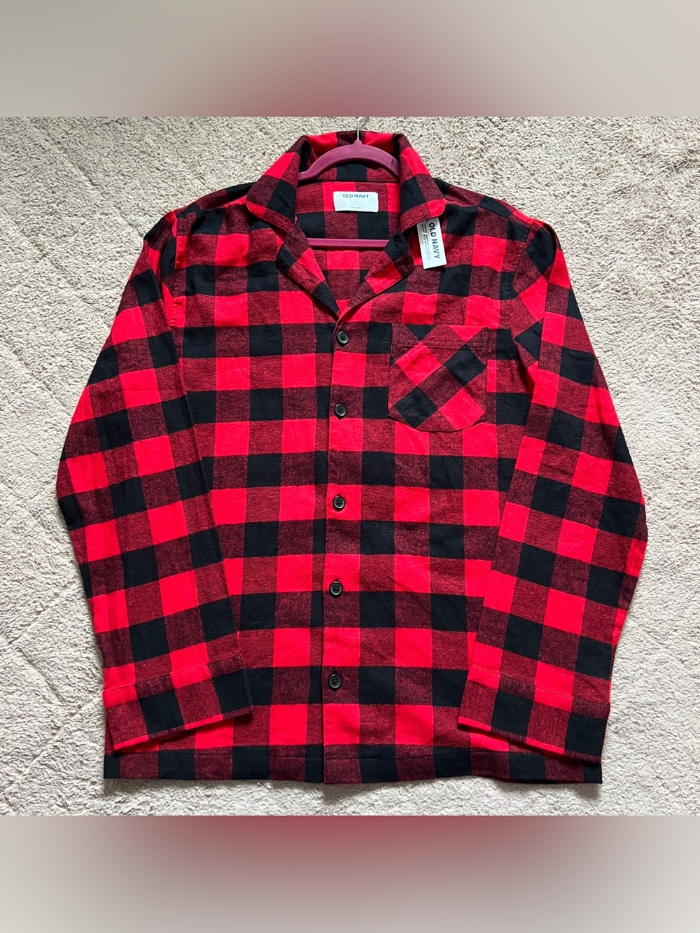NWT Old Navy Buffalo Plaid Cotton Pajama Top Minimalist Preppy Unisex Sz S